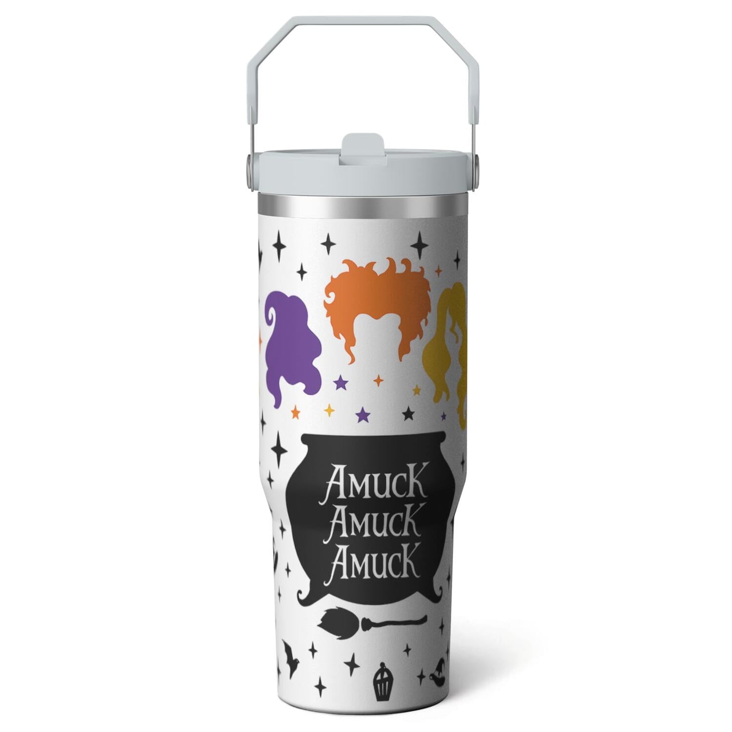 1pc Halloween Bat 30oz Tumbler with Straw & Handle - Insulated Stainless Steel Cup | Holiday Gift for Man Women (Christmas, Valentine's, Birthday)