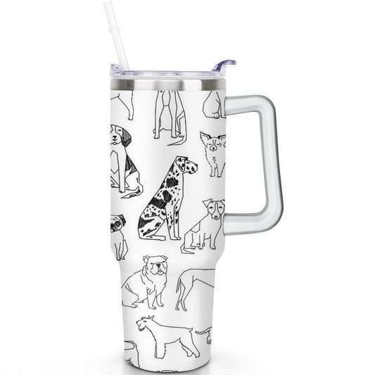 Gift for Dog Lovers Cute Dog Tumbler for Women - 40oz Dog Tumblers with Handle Straw and Lid Tumbler Cup Travel Coffee Mug