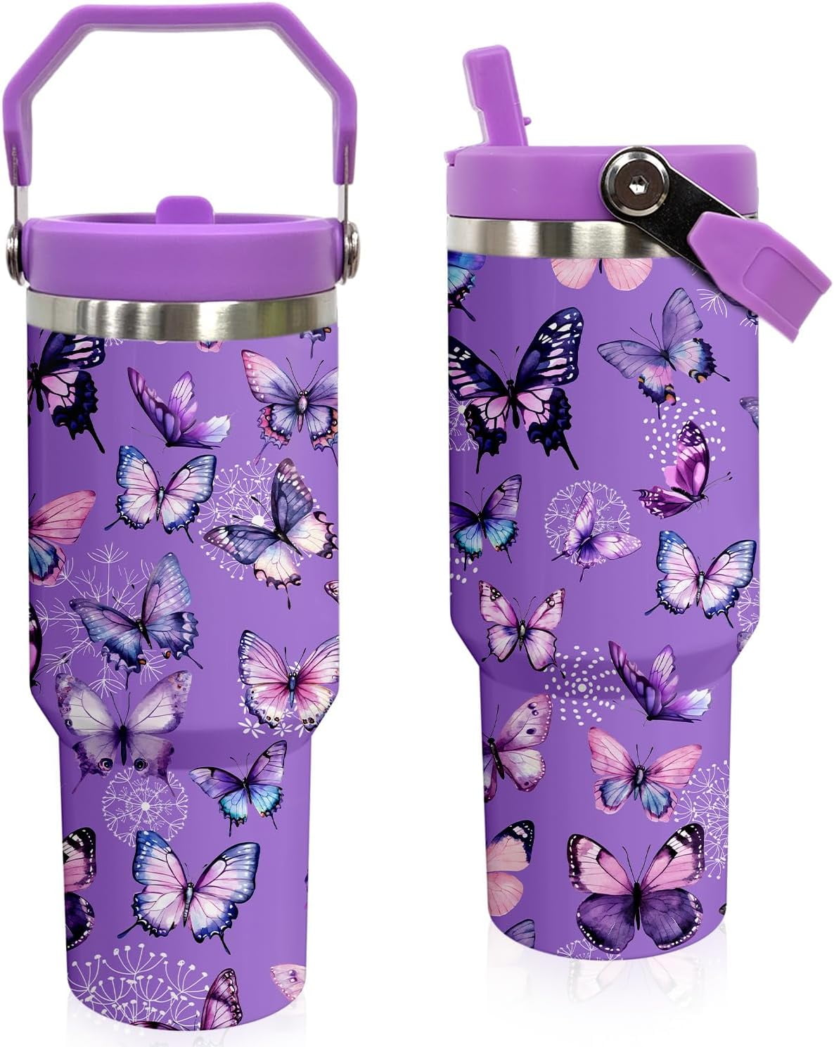Elephant Mug 30 oz Tumbler with Handle Flip Straw Leak Proof - Elephant Gifts for Women 30oz Tumbler 30 Ounce Travel Coffee Mug - Birthday Gifts for Women Friend Daughter Lover