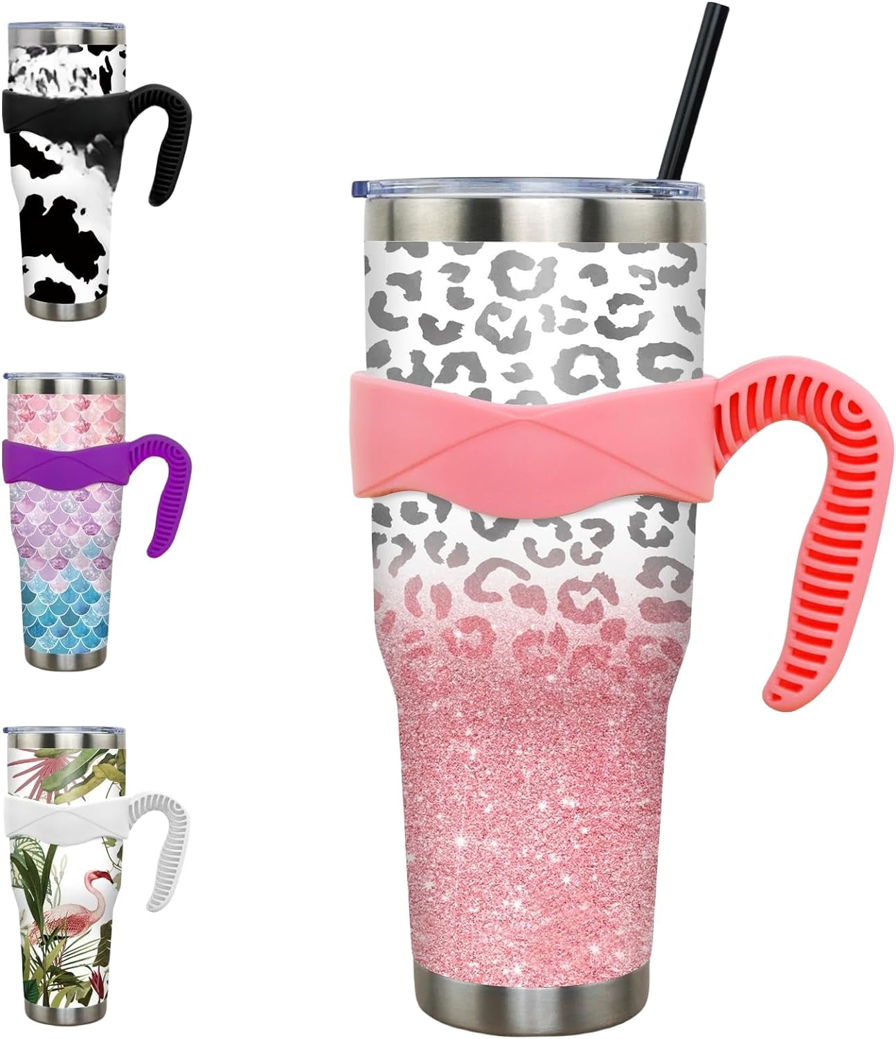 40 oz Tumbler with Handle and Straw 40oz Blue Purple Butterfly Cup Insulated Coffee Travel Mug Spill Proof Leak Proof 40 ounce Stainless Steel Slim 40 oz tumbler with handle and Lid