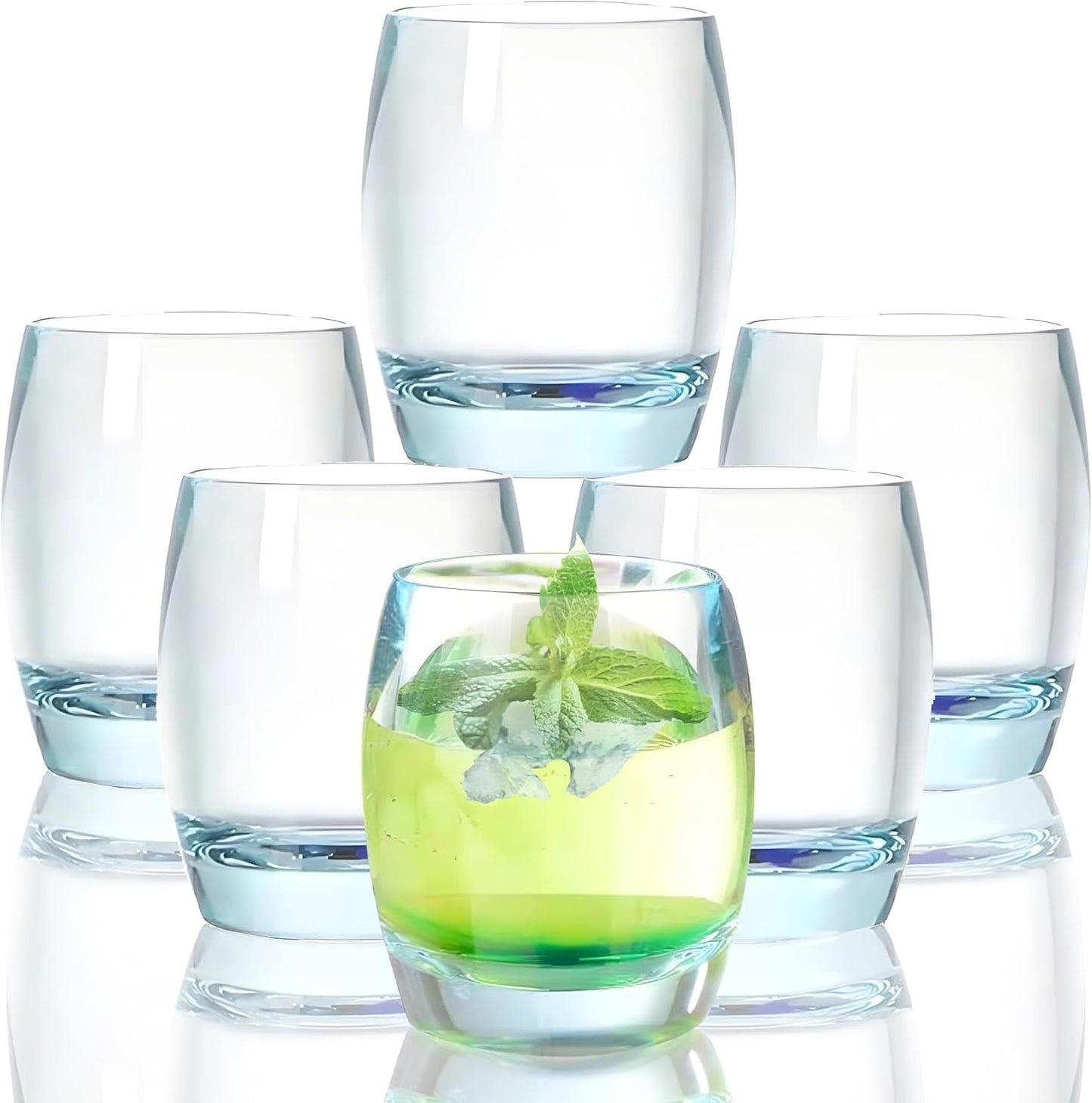 8 Oz Set of 6 Plastic Drinking Glasses Dishwasher Safe BPA Free Unbreakable Juice Glasses for Kids Shatterproof Wine Water Glasses Acrylic Tumblers (Light Blue)