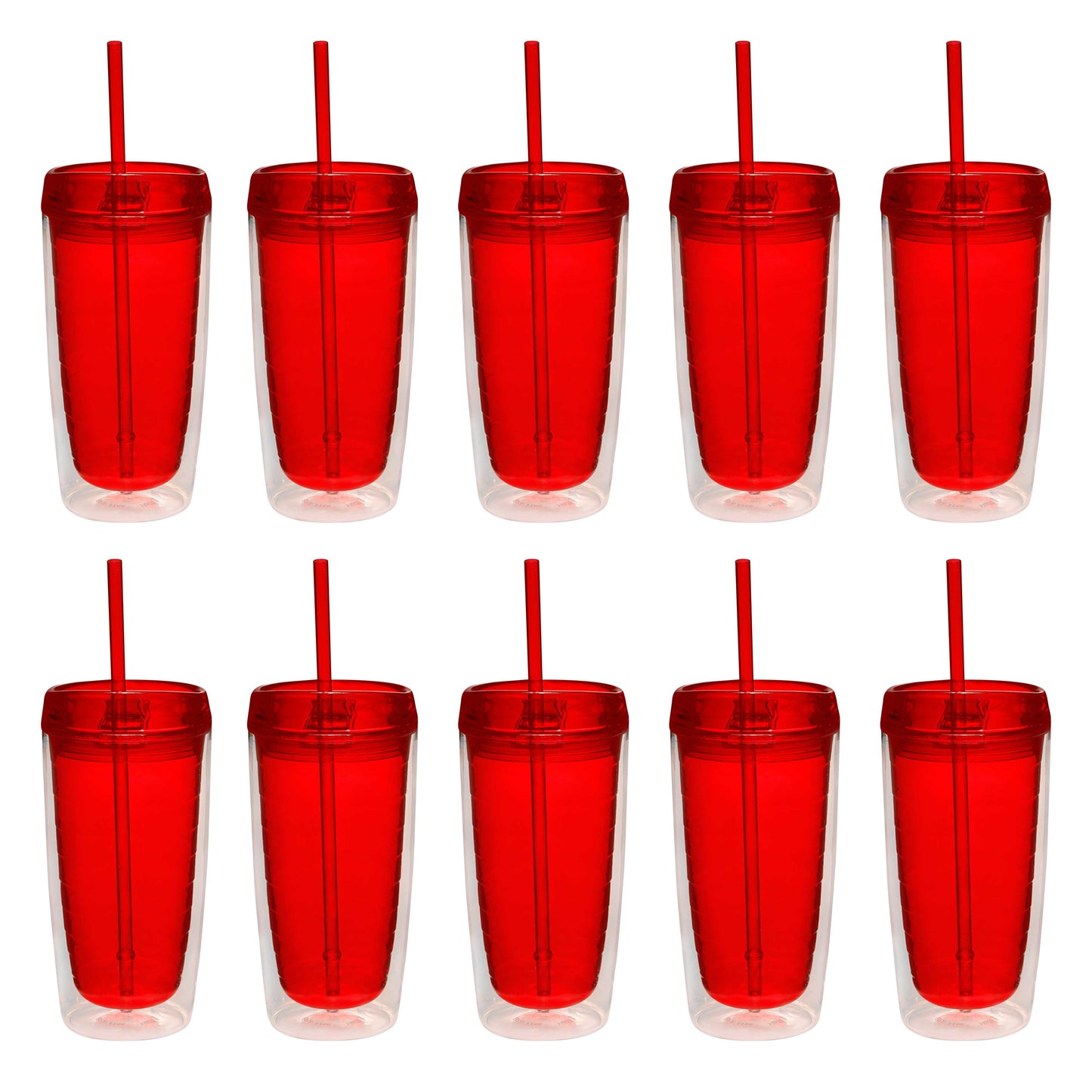 Double Wall Acrylic Tumblers 16 oz. Set of 10, Bulk Pack - BPA Free, Perfect for Iced Coffee, Soda, Other Hot & Cold Beverages - Blue