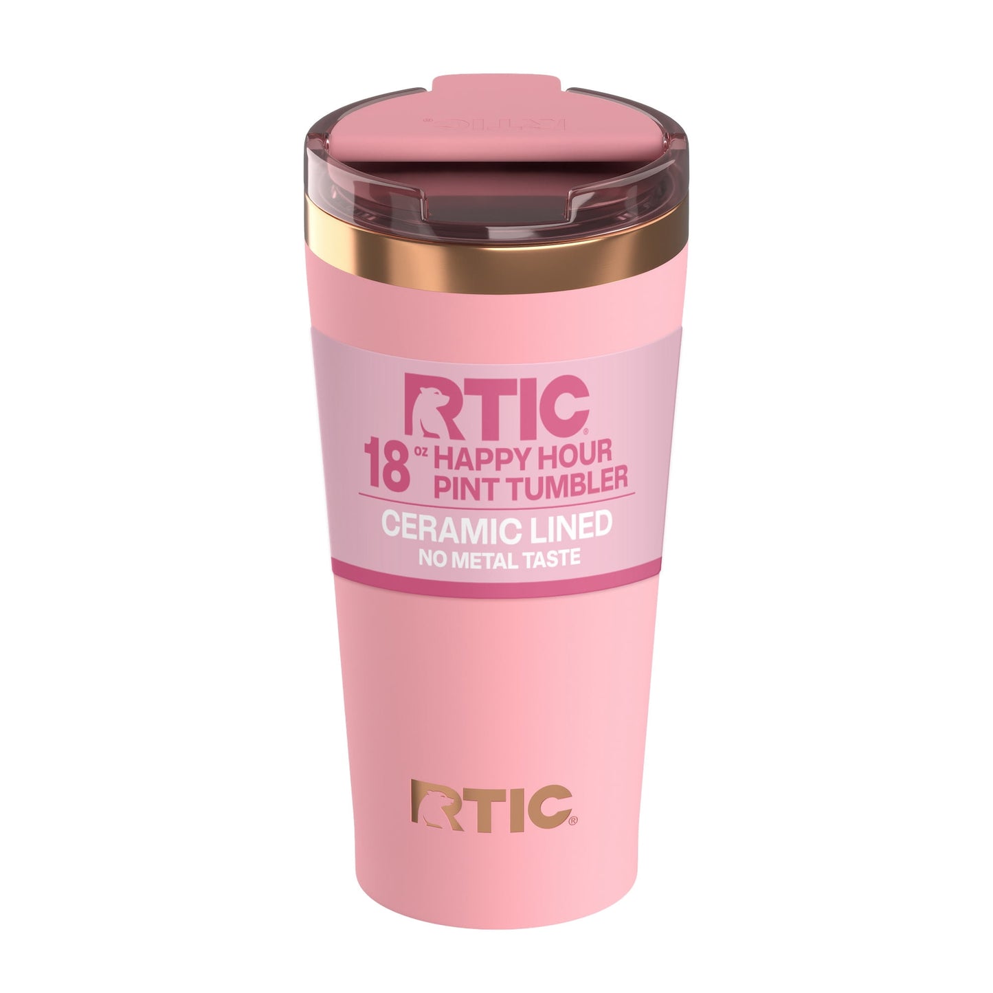 RTIC 18 oz Ceramic Lined Insulated Happy Hour Pint Tumbler, Leak Resistant Lid, Soft-Touch Exterior, Dark Midnight Dust