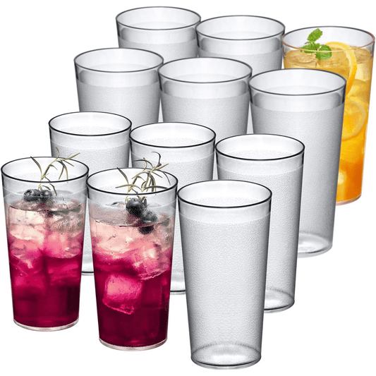 Ruseen 12 Piece Unbreakable Plastic Tumblers Drinkware Bpa Free Reusable Plastic Drinking Glasses For Home Outdoors Stackable Lead Free Dishwasher Safe 16Oz