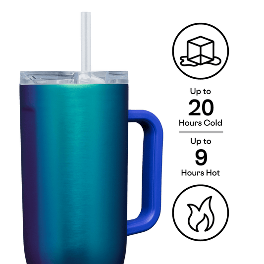 Corkcicle Cruiser Insulated Tumbler with Handle and Straw, Dragonfly, 40 oz – Reusable Water Bottle Keeps Beverages Cold for 20 Hours, Hot for 9 Hours – Cupholder Friendly, Spill Proof Tumbler