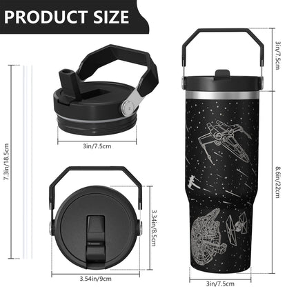 1pc Movie 30oz Tumbler with Straw & Handle - Insulated Stainless Steel Cup | Holiday Gift for Man Women (Christmas, Valentine's, Birthday)