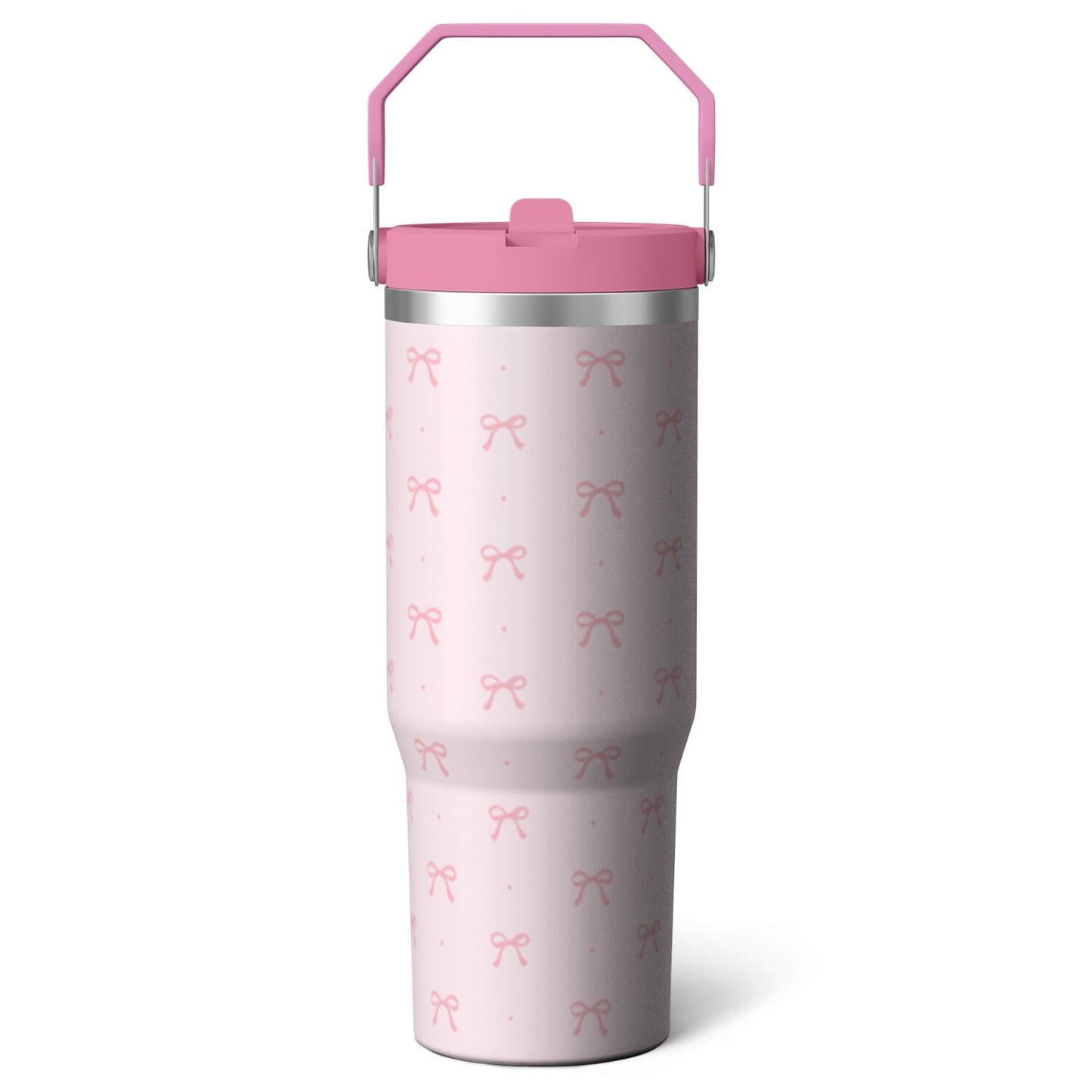 1pc Blue bow 30oz Tumbler with Straw & Handle - Insulated Stainless Steel Cup | Holiday Gift for Man Women (Christmas, Valentine's, Birthday)