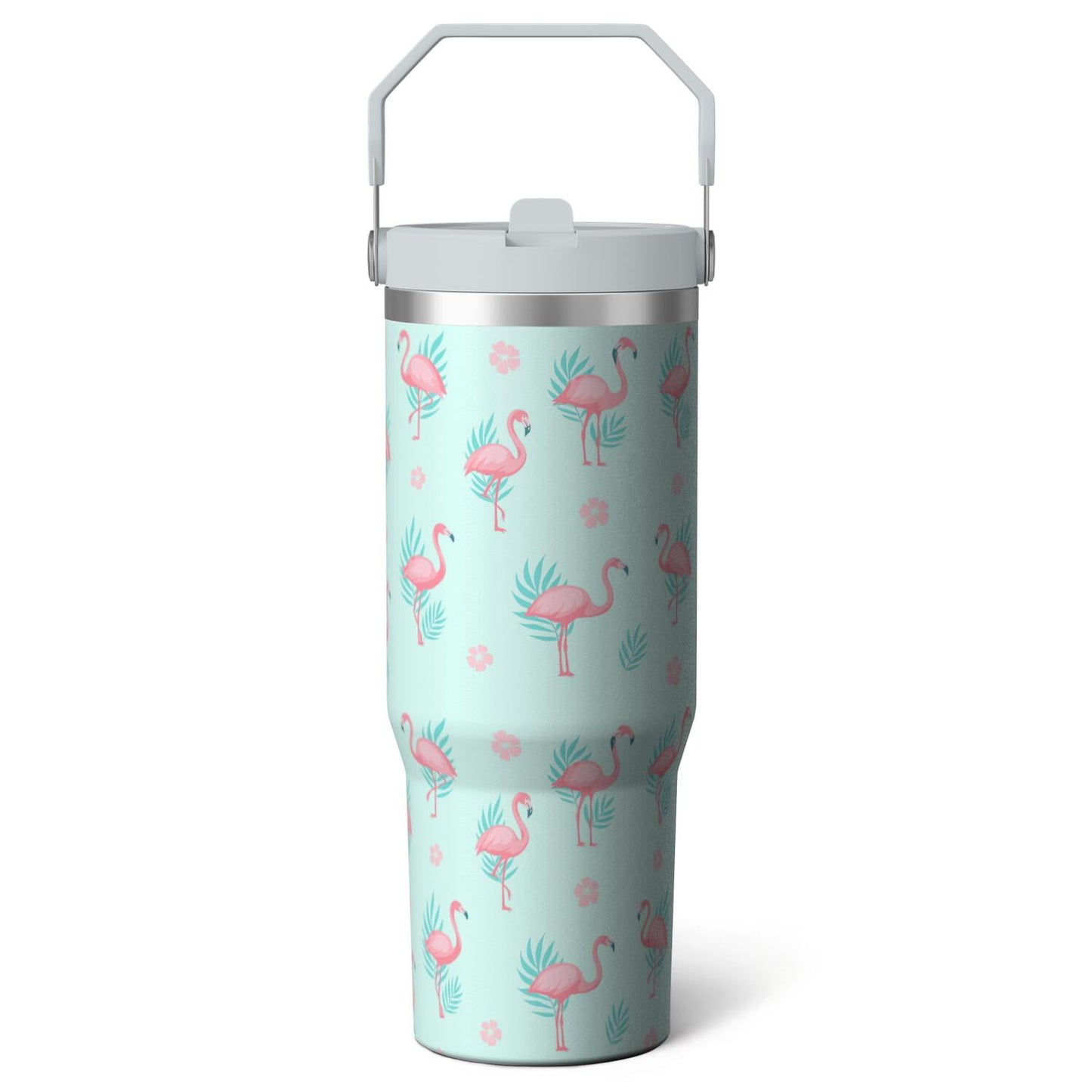 1pc Pink Leopard Print 30oz Tumbler with Straw & Handle - Insulated Stainless Steel Cup | Holiday Gift for Man Women (Christmas, Valentine's, Birthday)