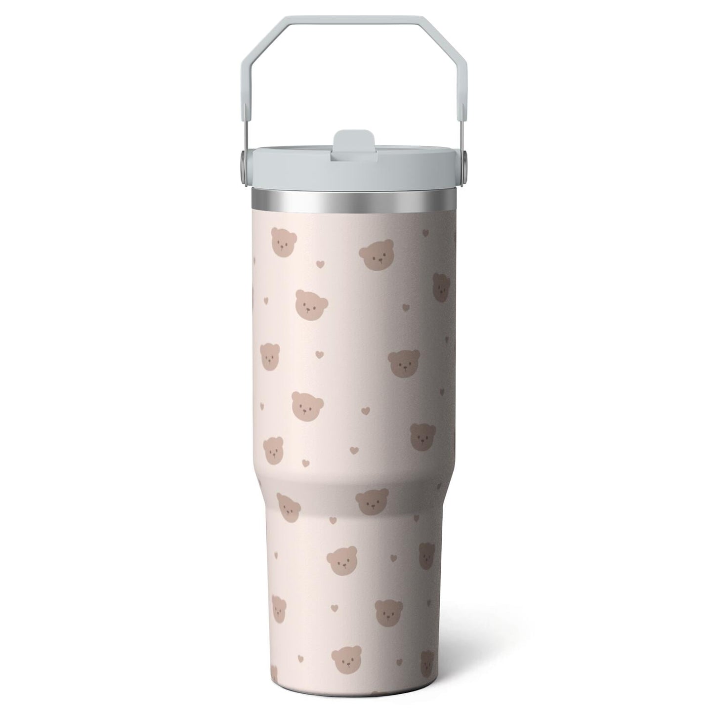 1pc Pink Leopard Print 30oz Tumbler with Straw & Handle - Insulated Stainless Steel Cup | Holiday Gift for Man Women (Christmas, Valentine's, Birthday)