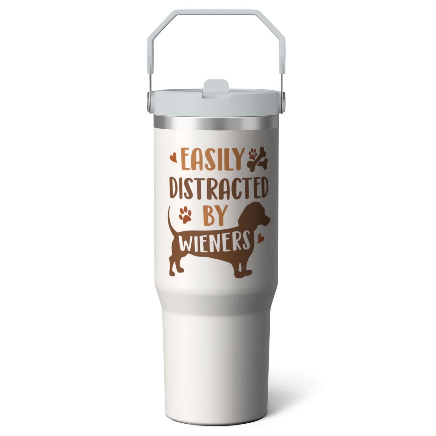 1pc Bow 30oz Tumbler with Straw & Handle - Insulated Stainless Steel Cup | Holiday Gift for Man Women (Christmas, Valentine's, Birthday)