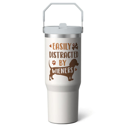 1pc Bow 30oz Tumbler with Straw & Handle - Insulated Stainless Steel Cup | Holiday Gift for Man Women (Christmas, Valentine's, Birthday)