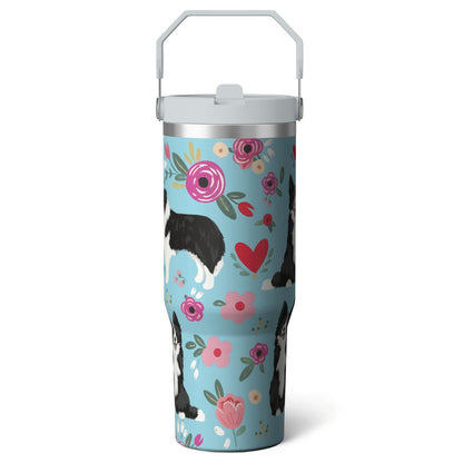 1pc shark 30oz Tumbler with Straw & Handle - Insulated Stainless Steel Cup | Holiday Gift for Man Women (Christmas, Valentine's, Birthday)