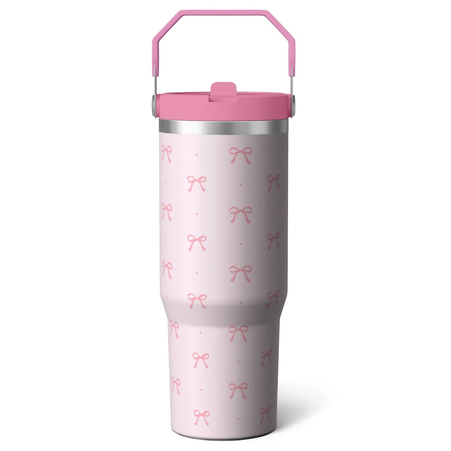 1pc Pink Leopard Print 30oz Tumbler with Straw & Handle - Insulated Stainless Steel Cup | Holiday Gift for Man Women (Christmas, Valentine's, Birthday)