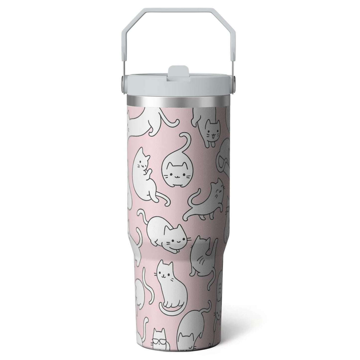 1pc Halloween Bat 30oz Tumbler with Straw & Handle - Insulated Stainless Steel Cup | Holiday Gift for Man Women (Christmas, Valentine's, Birthday)