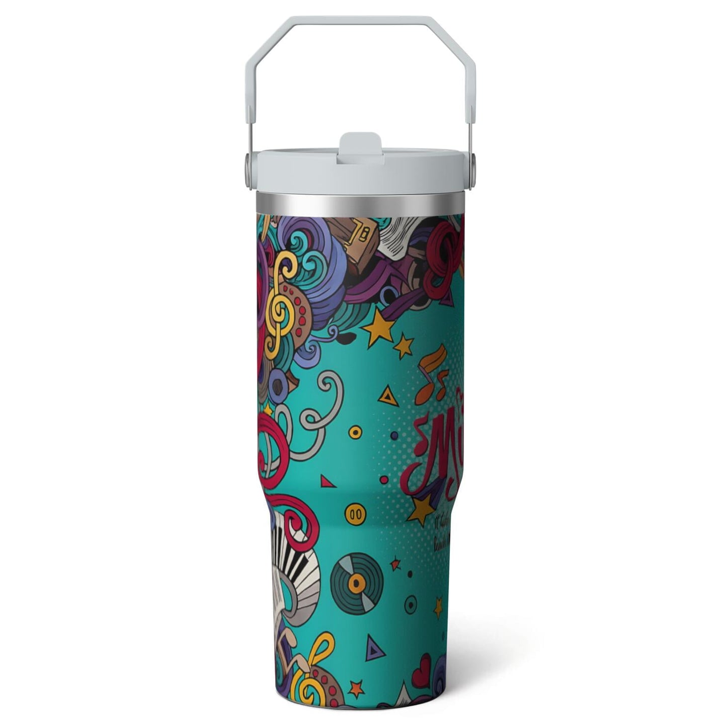 1pc Hummingbird 30oz Tumbler with Straw & Handle - Insulated Stainless Steel Cup | Holiday Gift for Man Women (Christmas, Valentine's, Birthday)