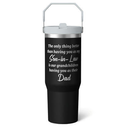 1pc Capibara 30oz Tumbler with Straw & Handle - Insulated Stainless Steel Cup | Holiday Gift for Man Women (Christmas, Valentine's, Birthday)