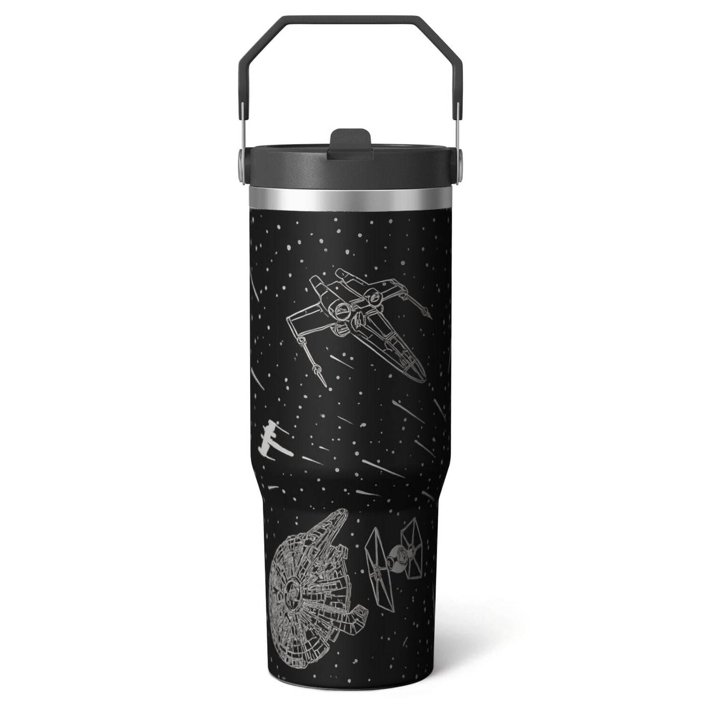 1pc Movie 30oz Tumbler with Straw & Handle - Insulated Stainless Steel Cup | Holiday Gift for Man Women (Christmas, Valentine's, Birthday)