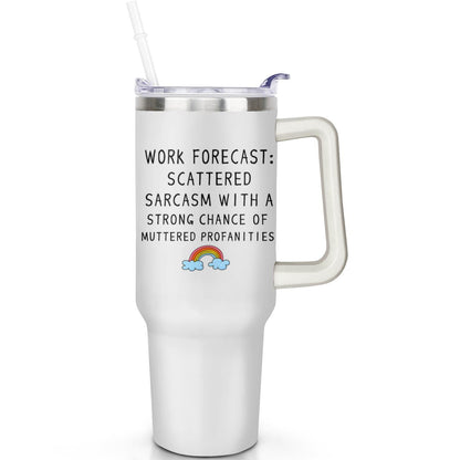 1pc daisy 40oz Tumbler with Straw & Handle - Insulated Stainless Steel Cup | Holiday Gift for Man Women (Christmas, Valentine's, Birthday)