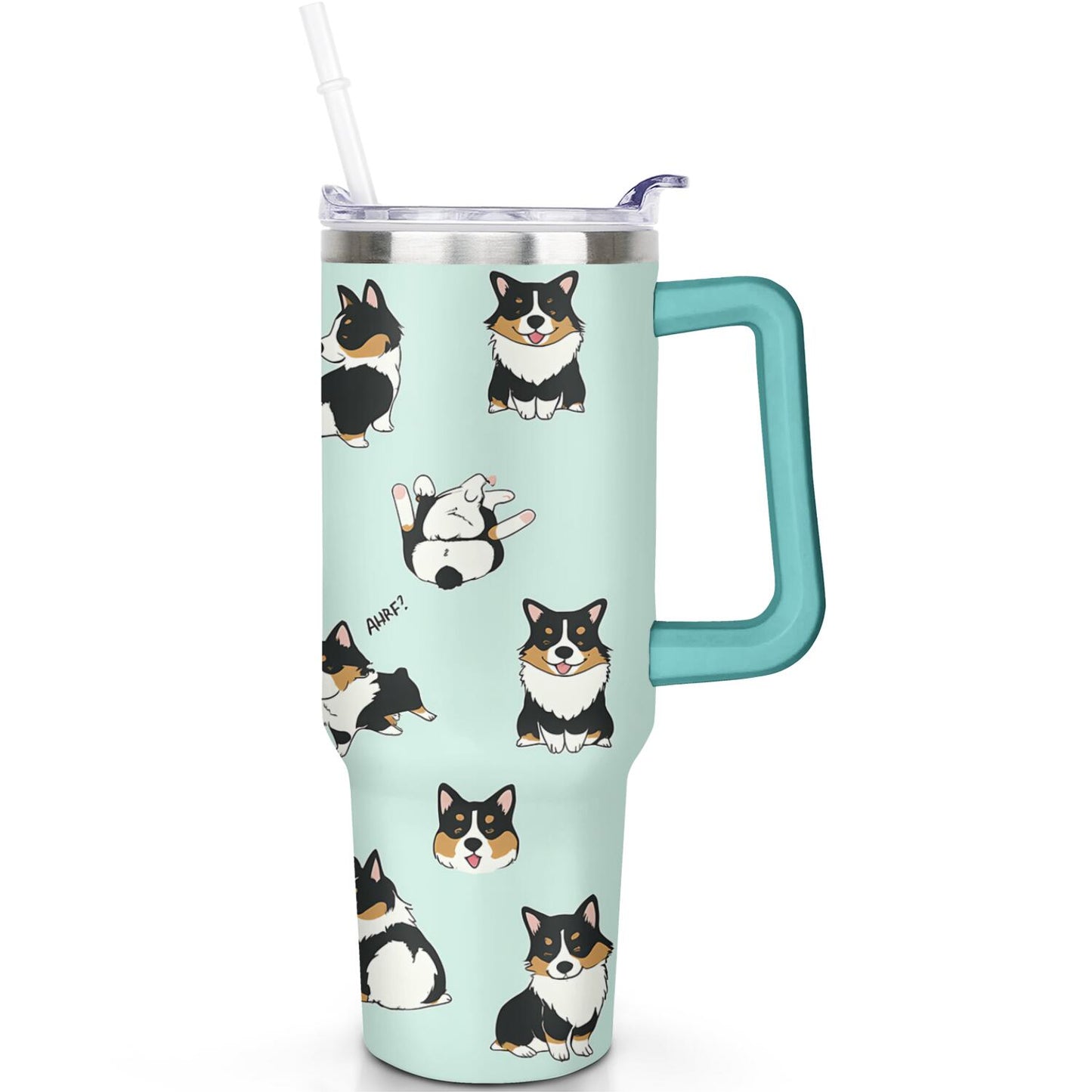 1pc Goose 40oz Tumbler with Straw & Handle - Insulated Stainless Steel Cup | Holiday Gift for Man Women (Christmas, Valentine's, Birthday)