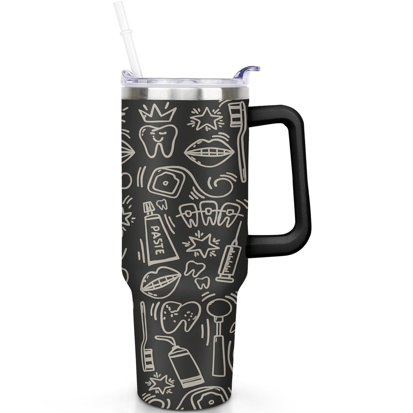 1pc Goose 40oz Tumbler with Straw & Handle - Insulated Stainless Steel Cup | Holiday Gift for Man Women (Christmas, Valentine's, Birthday)
