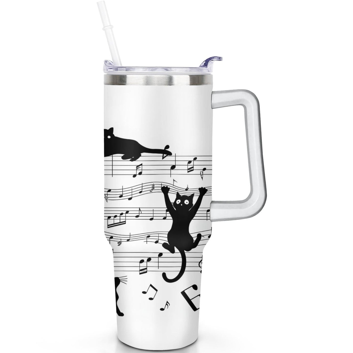 1pc Sunflower 40oz Tumbler with Straw & Handle - Insulated Stainless Steel Cup | Holiday Gift for Man Women (Christmas, Valentine's, Birthday)