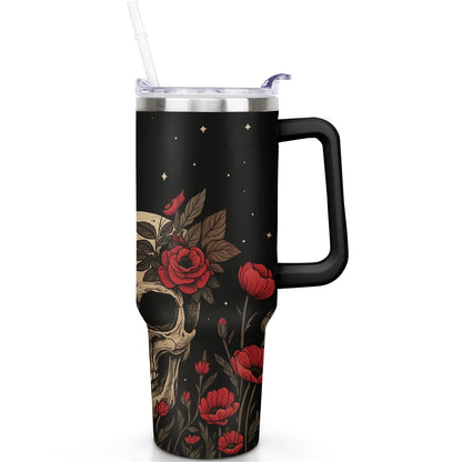 1pc Sunflower 40oz Tumbler with Straw & Handle - Insulated Stainless Steel Cup | Holiday Gift for Man Women (Christmas, Valentine's, Birthday)
