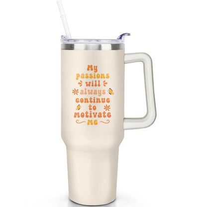 1pc daisy 40oz Tumbler with Straw & Handle - Insulated Stainless Steel Cup | Holiday Gift for Man Women (Christmas, Valentine's, Birthday)