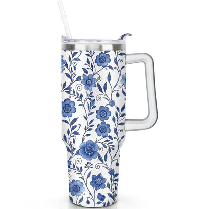 1pc Paw prints 40oz Tumbler with Straw & Handle - Insulated Stainless Steel Cup | Holiday Gift for Man Women (Christmas, Valentine's, Birthday)