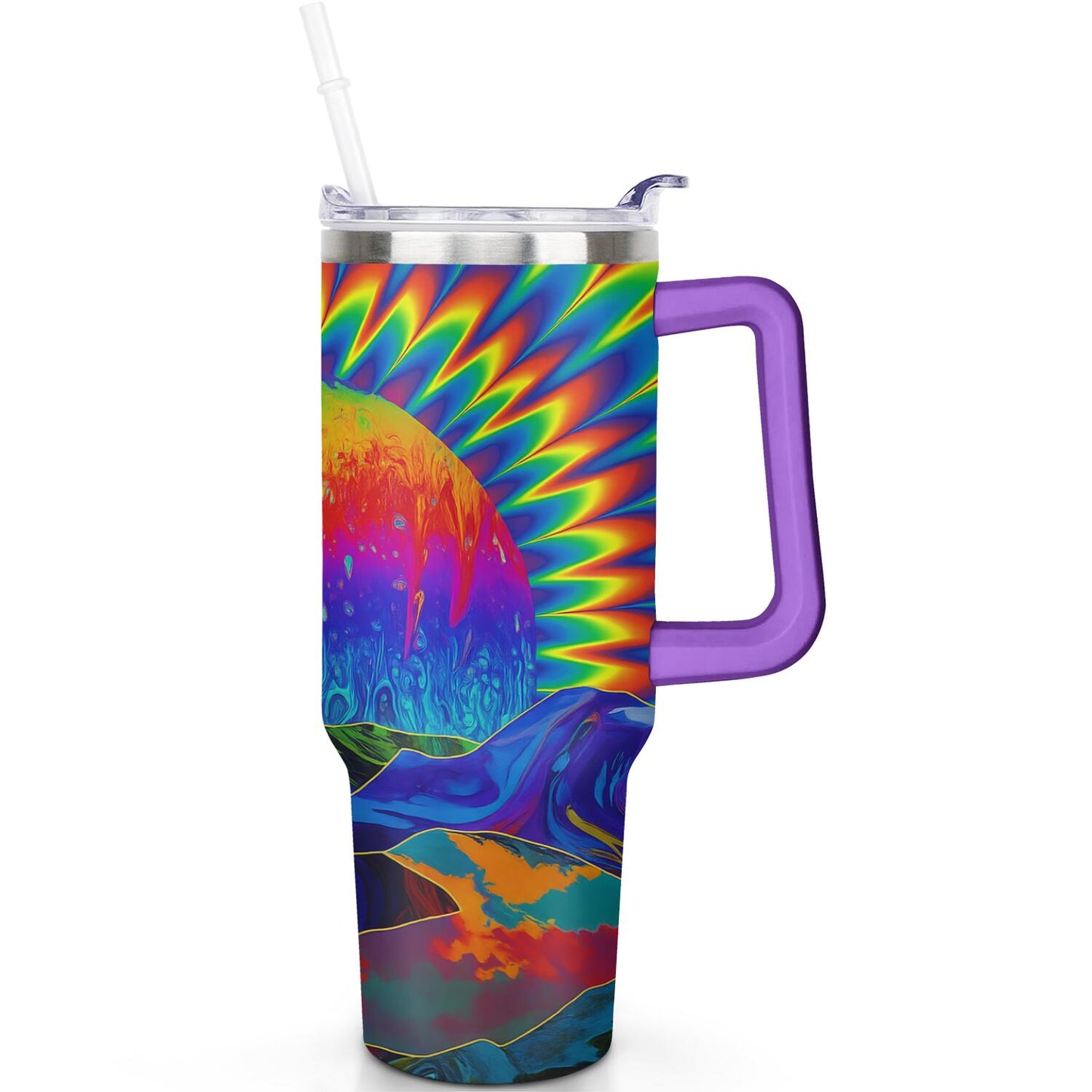 1pc Paw prints 40oz Tumbler with Straw & Handle - Insulated Stainless Steel Cup | Holiday Gift for Man Women (Christmas, Valentine's, Birthday)
