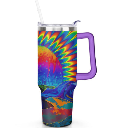 1pc Paw prints 40oz Tumbler with Straw & Handle - Insulated Stainless Steel Cup | Holiday Gift for Man Women (Christmas, Valentine's, Birthday)