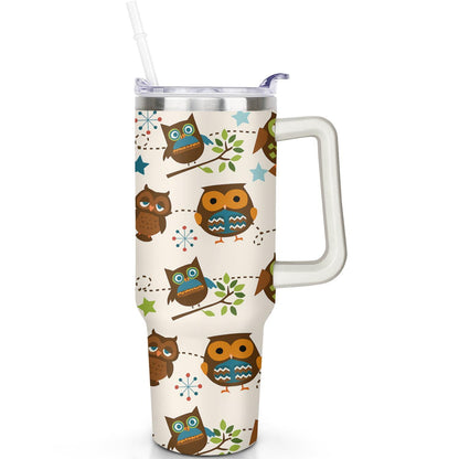 1pc Paw prints 40oz Tumbler with Straw & Handle - Insulated Stainless Steel Cup | Holiday Gift for Man Women (Christmas, Valentine's, Birthday)