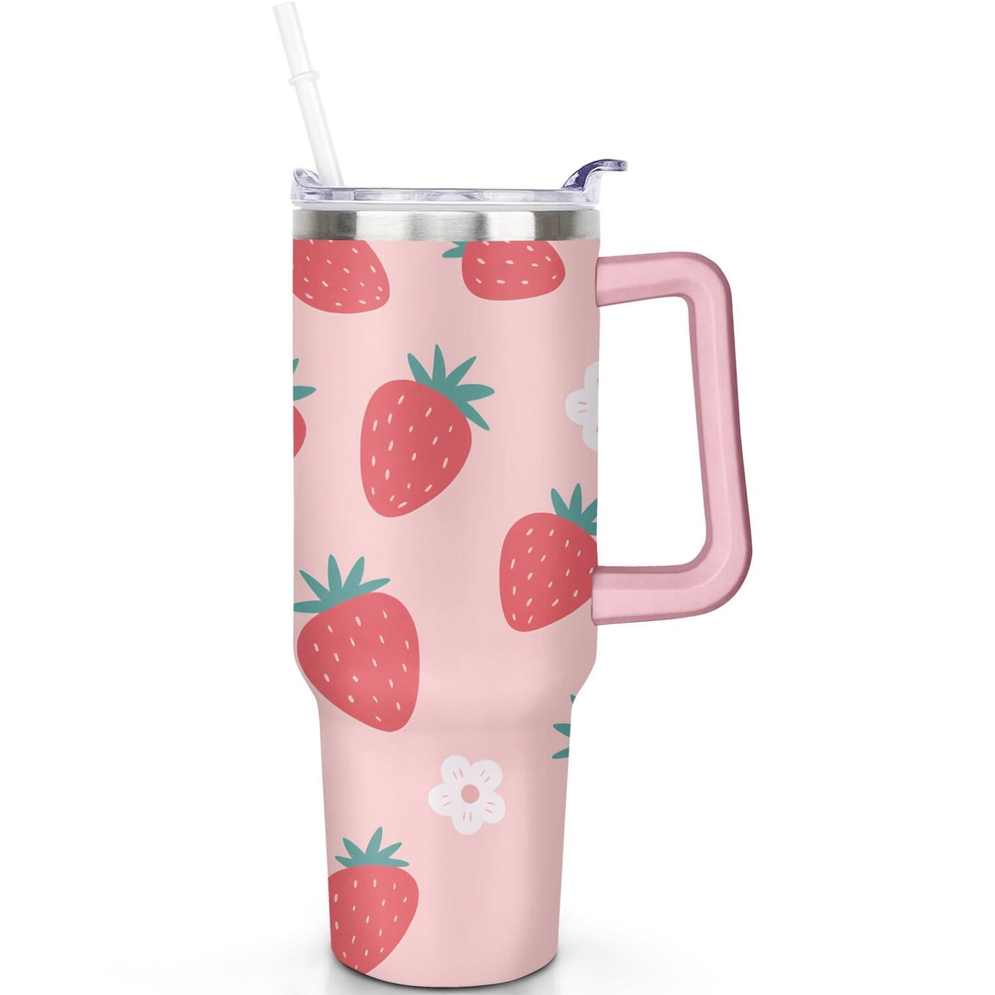 1pc Goose 40oz Tumbler with Straw & Handle - Insulated Stainless Steel Cup | Holiday Gift for Man Women (Christmas, Valentine's, Birthday)