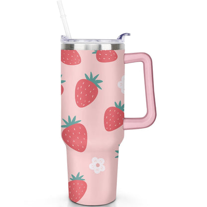 1pc Goose 40oz Tumbler with Straw & Handle - Insulated Stainless Steel Cup | Holiday Gift for Man Women (Christmas, Valentine's, Birthday)
