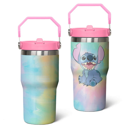 20oz Cartoon Movie Stainless Steel Tumbler with Lid and Straw,Spill Proof Cartoon Travel Cup for Cartoon Lovers,Double Wall Vacuum Insulated Coffee Mug with Top Handle Pink