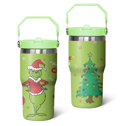 20oz Stainless Steel Tumbler with Lid and Straw,Spill Proof  Travel Cup Double Wall Vacuum Insulated Coffee Mug with Top Handle Crimson