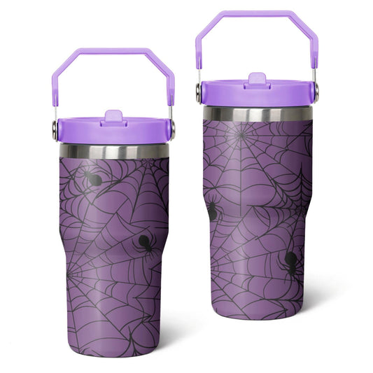 20oz Halloween Nightmare Before Stainless Steel Tumbler with Lid and Straw,Spill Proof Christmas Jack Skeleton Travel Cup Double Wall Vacuum Insulated Coffee Mug with Top Handle Light-purple
