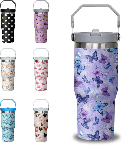 30 oz Chicken Tumbler with Handle and Flip Straw, Stainless Steel Double Insulated Cup with Lid and Straw, Travel Coffee Mug Water Bottle,Christmas Birthday Mothers Day Gifts for Women Animal Lovers