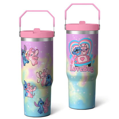 30oz Cartoon Movie Stainless Steel Tumbler with Lid and Straw,Spill Proof Cartoon Travel Cup for Cartoon Lovers,Double Wall Vacuum Insulated Coffee Mug with Top Handle Blue