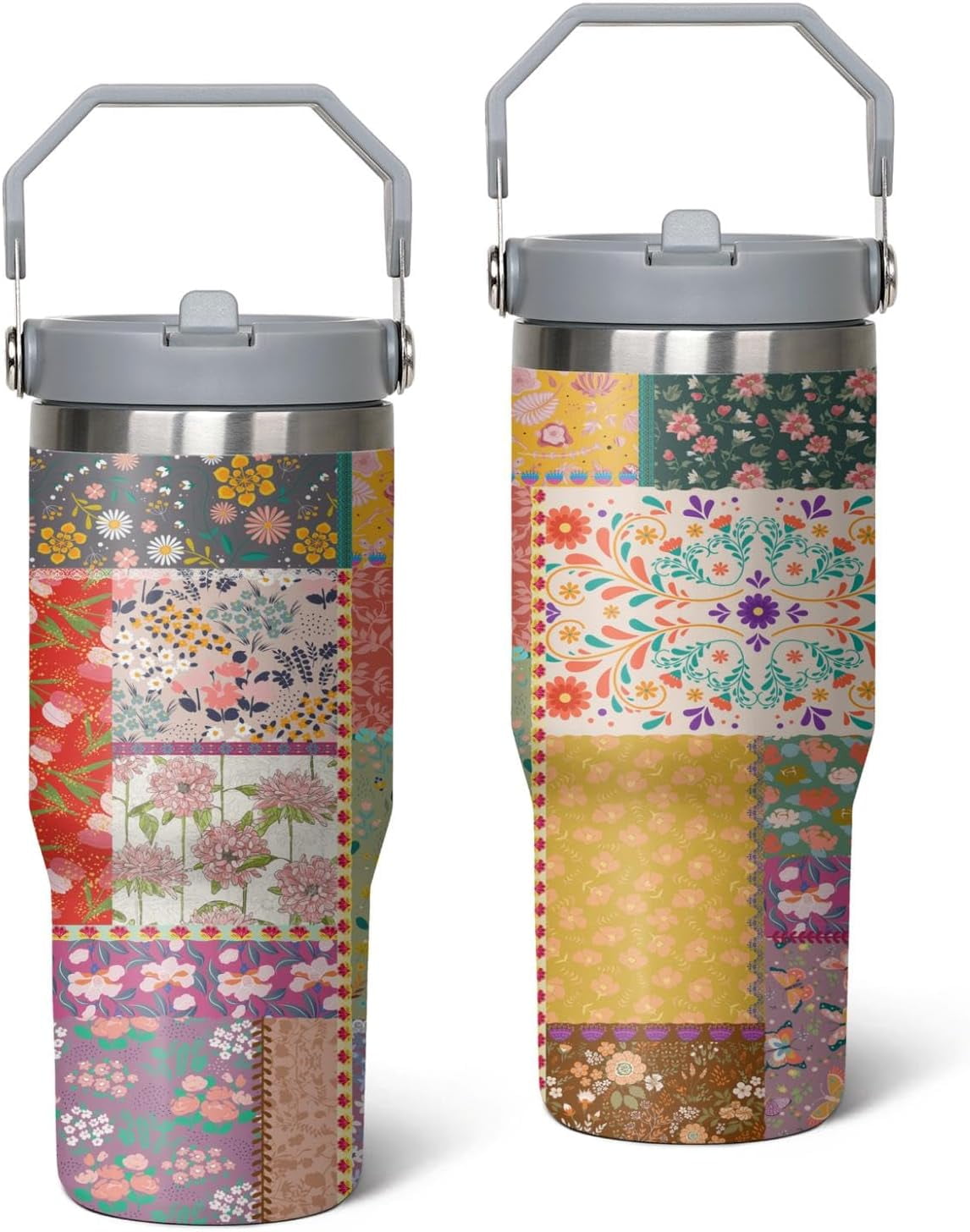 30oz Tie Dye Print Tumbler with Handle Flip Straw Tie Dye Print Coffee Mug with Handle Leak Proof Insulated Tumbler Tie Dye Gifts for Women