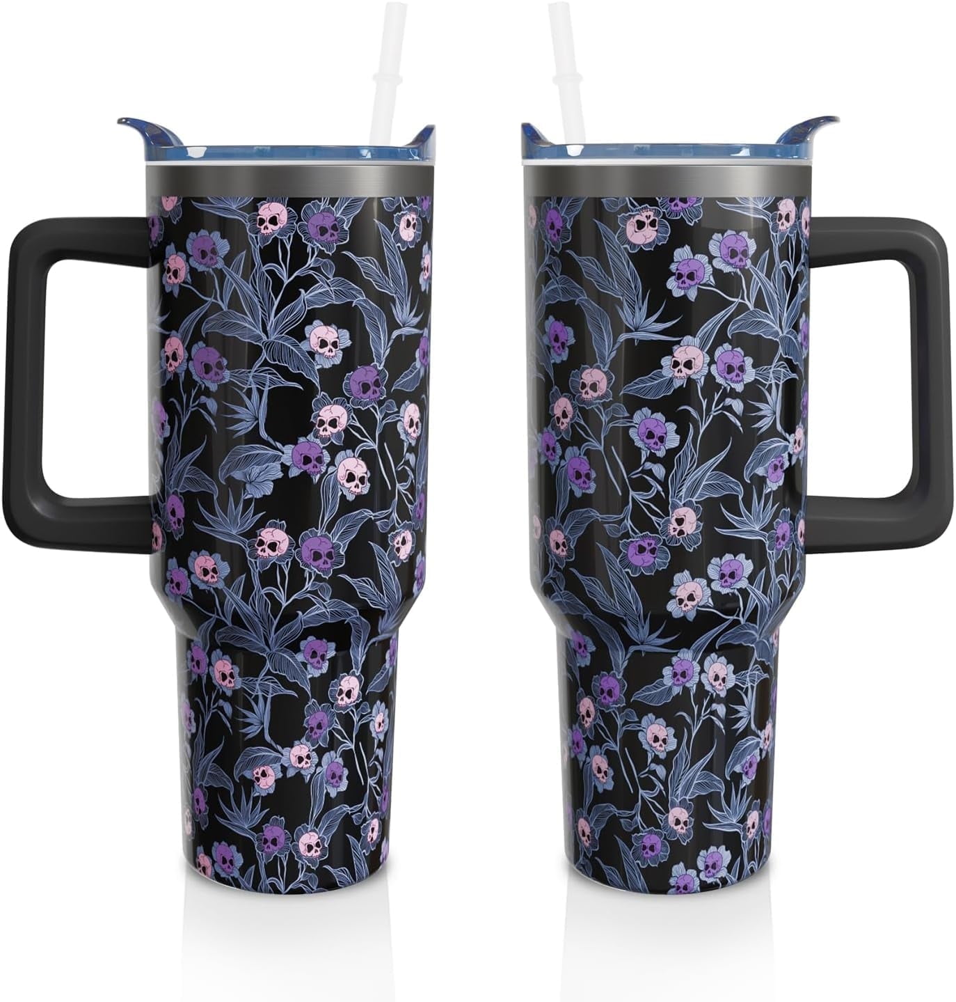 40 Oz Tumbler with Handle and Straw, Cute Stainless Steel Double Walled Vacuum Insulated Cup, Holiday Gifts for Women Girls