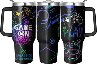 40 Oz Tumbler with Handle and Straw, Double Wall Coffee Travel Mug Spill Proof Leak Proof, Reusable Insulated Water Bottle 40 Oz, Stainless Steel Cup with Handle and Straw Gifts for Women