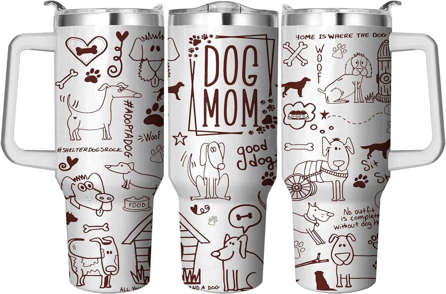 40 Oz Tumbler with Handle and Straw, Double Wall Coffee Travel Mug Spill Proof Leak Proof, Reusable Insulated Water Bottle 40 Oz, Stainless Steel Cup with Handle and Straw Gifts for Women