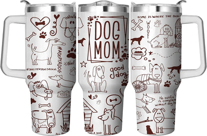 40 Oz Tumbler with Handle and Straw, Double Wall Coffee Travel Mug Spill Proof Leak Proof, Reusable Insulated Water Bottle 40 Oz, Stainless Steel Cup with Handle and Straw Gifts for Women