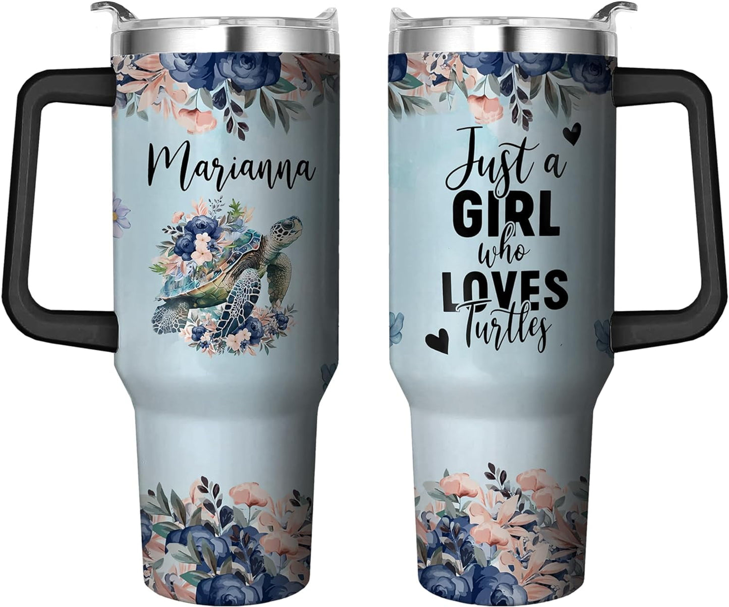 40 Oz Tumbler with Handle and Straw, Double Wall Coffee Travel Mug Spill Proof Leak Proof, Reusable Insulated Water Bottle 40 Oz, Stainless Steel Cup with Handle and Straw Gifts for Women