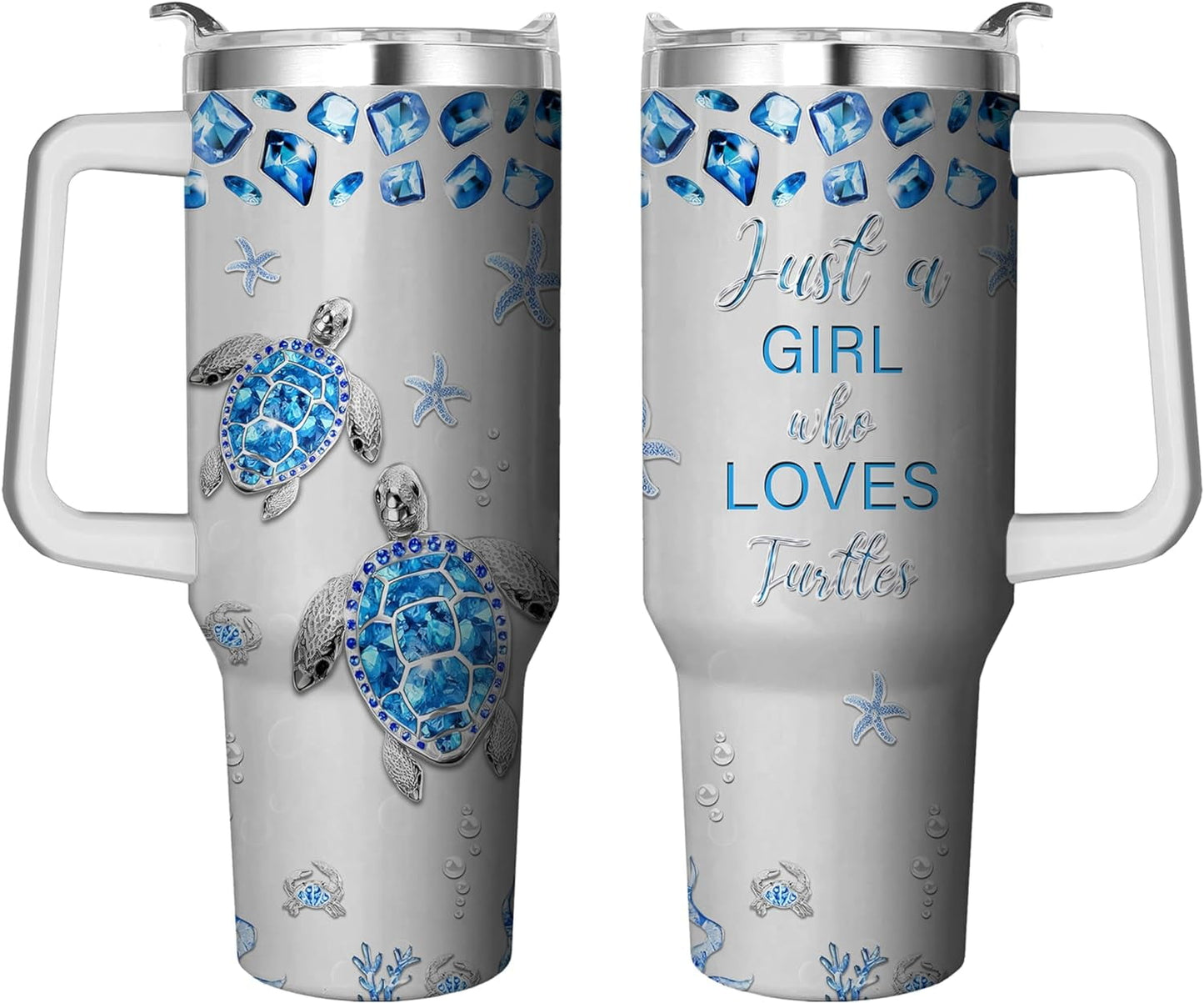 40 Oz Tumbler with Handle and Straw, Double Wall Coffee Travel Mug Spill Proof Leak Proof, Reusable Insulated Water Bottle 40 Oz, Stainless Steel Cup with Handle and Straw Gifts for Women