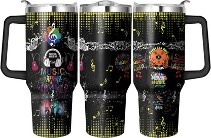40 Oz Tumbler with Handle and Straw, Double Wall Coffee Travel Mug Spill Proof Leak Proof, Reusable Insulated Water Bottle 40 Oz, Stainless Steel Cup with Handle and Straw Gifts for Women