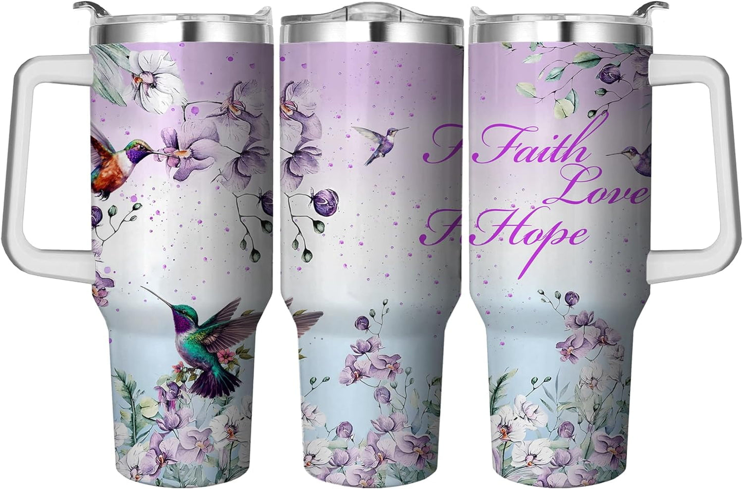 40 Oz Tumbler with Handle and Straw, Double Wall Coffee Travel Mug Spill Proof Leak Proof, Reusable Insulated Water Bottle 40 Oz, Stainless Steel Cup with Handle and Straw Gifts for Women