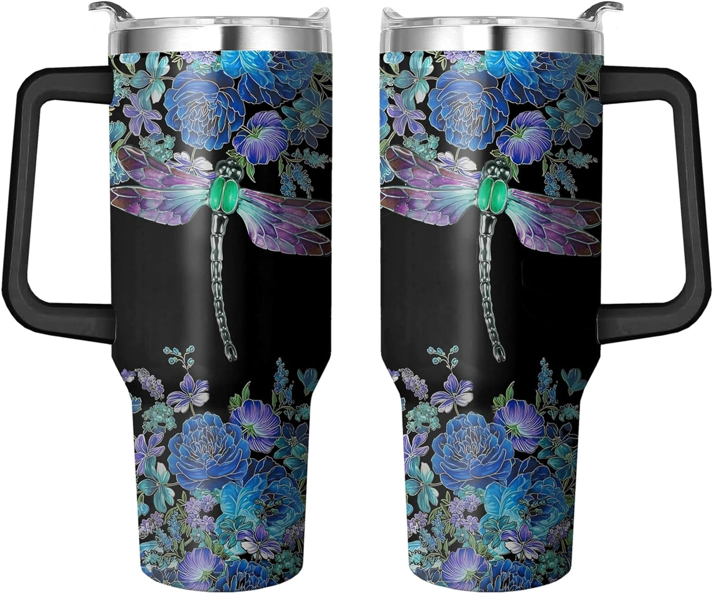 40 Oz Tumbler with Handle and Straw, Double Wall Coffee Travel Mug Spill Proof Leak Proof, Reusable Insulated Water Bottle 40 Oz, Stainless Steel Cup with Handle and Straw Gifts for Women
