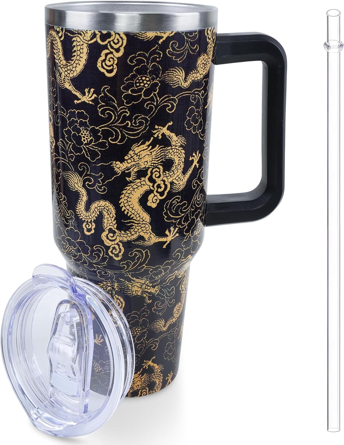 40 oz Frog Mushroom Tumbler with Handle and Straw, Travel Mug Water Bottle, Stainless Steel Insulated Cup with Lid and Straw, Birthday Christmas Gifts