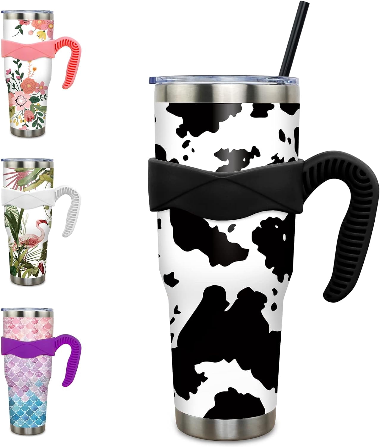 40 oz Tumbler with Handle and Straw 40oz Blue Purple Butterfly Cup Insulated Coffee Travel Mug Spill Proof Leak Proof 40 ounce Stainless Steel Slim 40 oz tumbler with handle and Lid